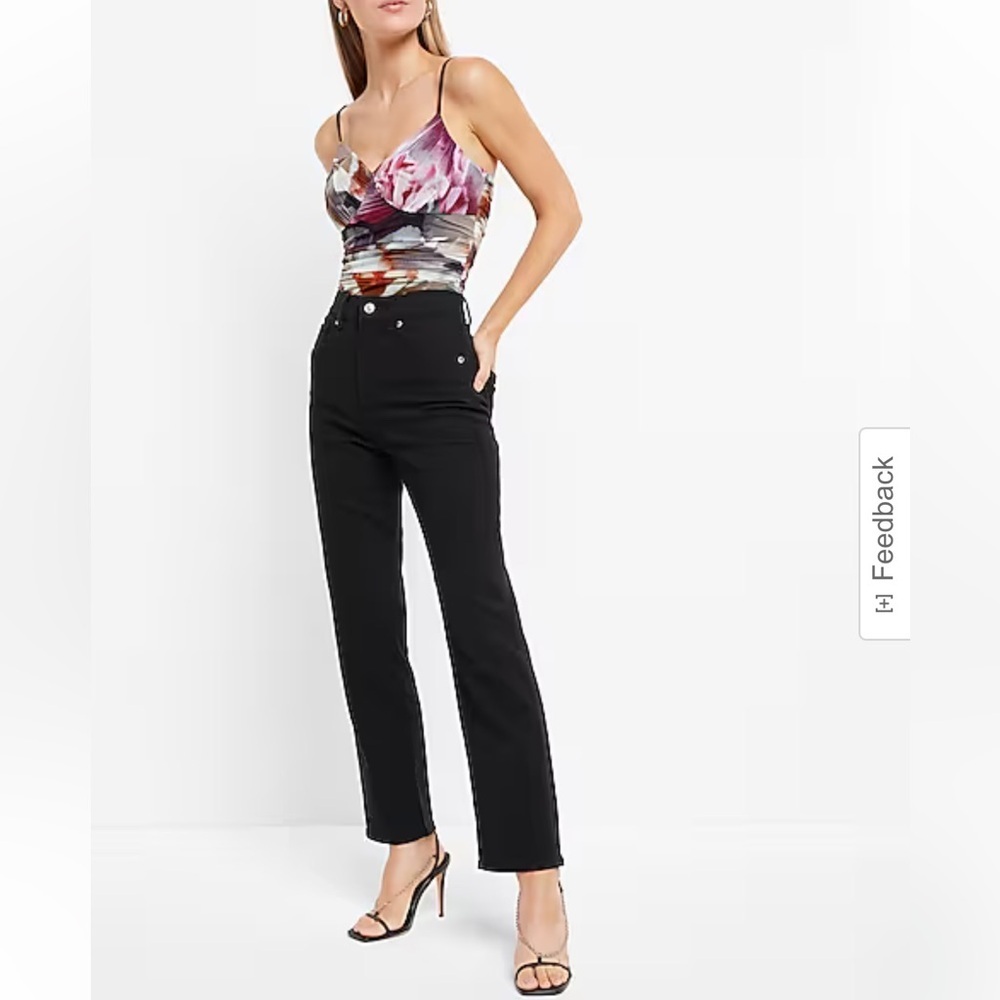 NWT Express Body Contour Floral Mesh Cami Thong Bodysuit With Removable Cups